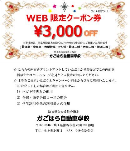 WEB限定クーポン券